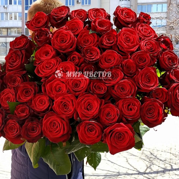Букет 55 красных метровых роз