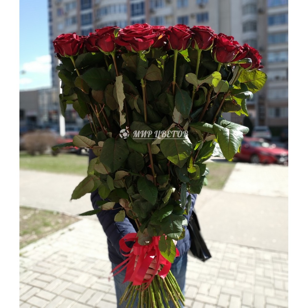 Букет 55 красных метровых роз