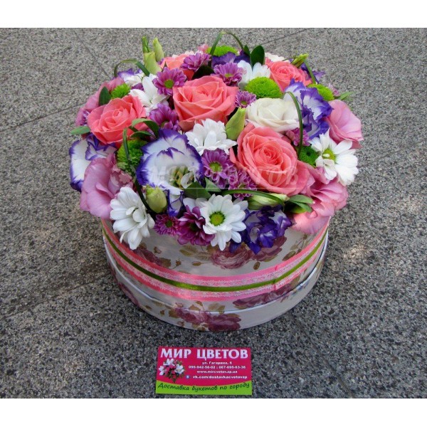 Шляпная Коробка flowerbox в розовых тонах