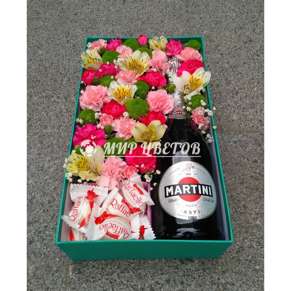 Коробка с цветами, Raffaello и Martini Asti